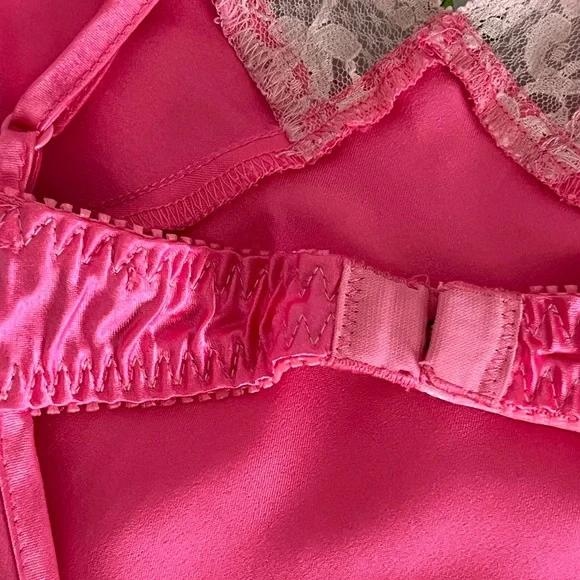 Betsey Johnson Fuchsia Satin Chemise with Lace - Picture 13 of 16